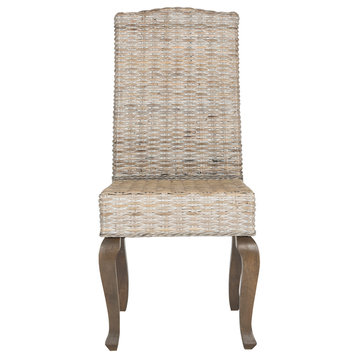 Safavieh Milos Wicker Dining Chairs, Set of 2, White Washed