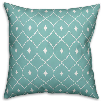 Teal Diamond Pattern 16x16 Spun Poly Pillow Cover