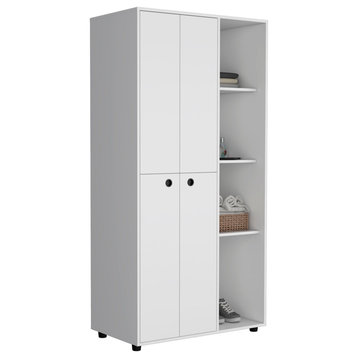 Parent Minto 2-Door Armoire With Metal Rods, White