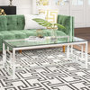 Uptown Club Zuri Contemporary Glass Top Coffee Table in Silver