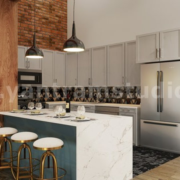 Modern kitchen 3d interior design ideas by architectural design studio, Canada (