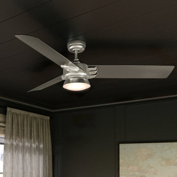 Luxury Contemporary Ceiling Fan, Hand-Painted Silver