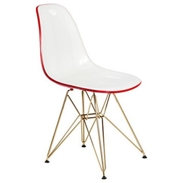 LeisureMod Cresco Molded 2-Tone Eiffel Side Chair With Gold Base