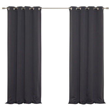 Flame Retardant Thermal Insulated Blackout Curtain, Dark Grey, 52"x96"