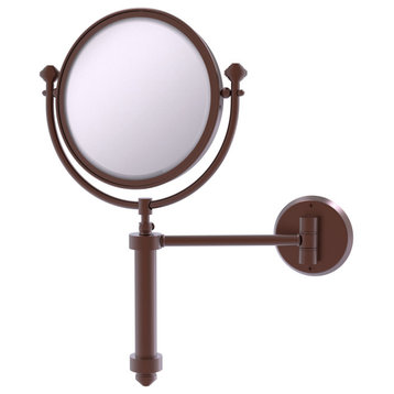 Southbeach Wall-Mount Makeup Mirror, 8" Dia, 5X Magnification, Antique Copper