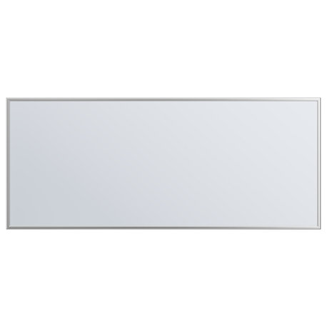 Eviva Sax Metal Frame Wall Mirror, Brushed Silver, 72"