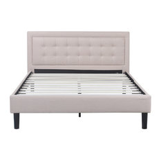 50 Most Por Full Size Platform Beds For 2018 Houzz Divano Roma Furniture Deluxe Linen Low Profile Platform Bed Frame Nailhead Ivory