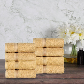 8 Piece Egyptian Cotton Washable Hand Towel, Gold