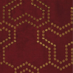 Red Custom Made Embroidered Dupioni Silk Curtains - Window Treatments