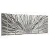 Silver Metal Wall Art Panels Abstract Decor by Jon Allen, Silver Plumage, 68" X