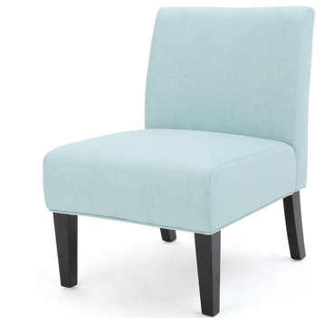 GDF Studio Kalee Contemporary Accent Chair, Light Blue/Matte Black, Fabric