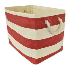 DII Rectangle Modern Style Paper Stripe Large Storage Bin, Tango Red