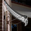 Awntech 10' Charleston Acrylic Fabric Fixed Awning, Gray/White Stripe