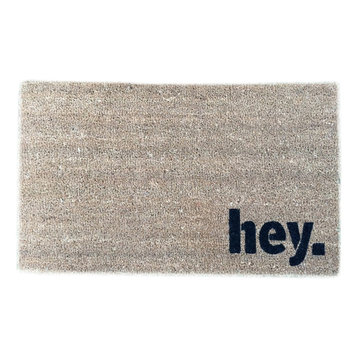 Hand Painted "Hey." Welcome Mat, Black Soul
