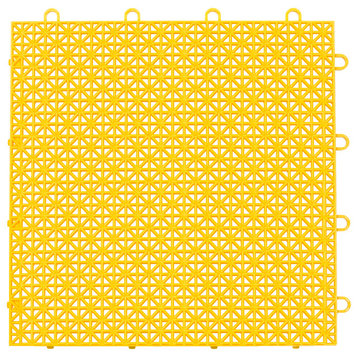 Quix 12" x 12" Interlocking Floor Tiles, 9 Pack, Bright Yellow
