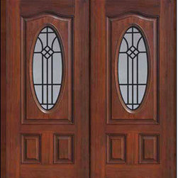 Prehung Double Door 80 Fiberglass Cantania Oval Lite GBG Glass - Front Doors