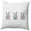 Bunny Triplets Easter Decorative Throw Pillow, Explorer Blue, 16x16"