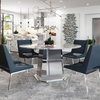 Riesling Carrara Marble and Stainless Steel Dining Table
