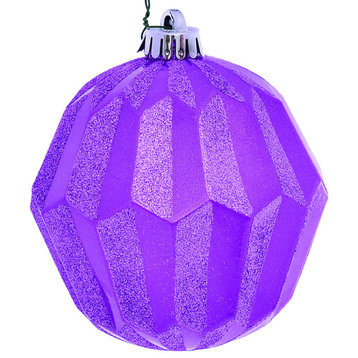 5" Orchid Glitter Faceted Ball Orn 3/Bg
