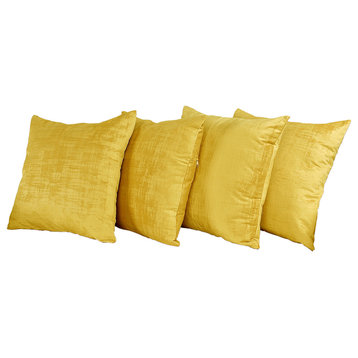 Serenta Textured Velvet Pillow Shell, Set of 4, Sulphur