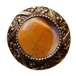 Inviting Home Inc. - Victorian Knob, Antique-Style Brass With Tiger Eye - Cabinet And Drawer Knobs
