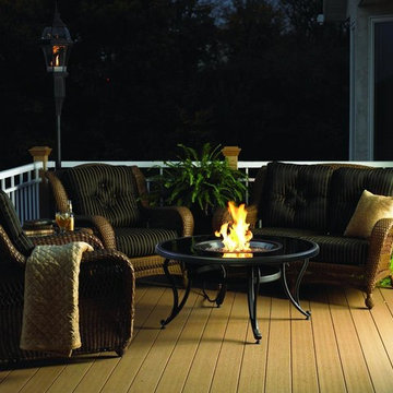42-Inch Fire Pit Table With Black Glass Top And Crystal Fire Burner