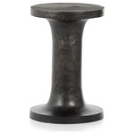 Four Hands - Gino End Table-Raw Black - Made from raw black cast aluminum, a dramatically tapered end table flaunts beautiful high/ low hues and subtle Brutalist vibes.