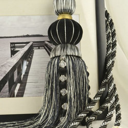 7 Colors QYM34 Polyester and Acrylic Curtain Tassel Tie Backs in Black Color - Window Treatment Accessories
