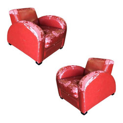 Art Deco Jazz Club Lounge Chair with Streamline Speed Arms, Pair - Armchairs And Accent Chairs