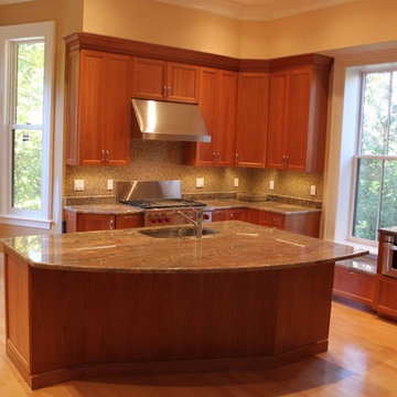 Transitional cherry wood kitchen in Boston