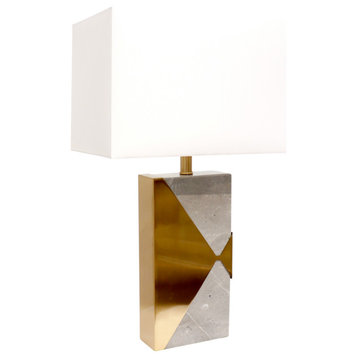 Pasargad Home Triumph Style Grey Marble and Gold Metal Table Lamp