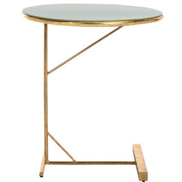 Sionne Round C Table Hunter Green Enamel, Gold