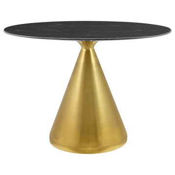 Tupelo 42" Oval Artificial Marble Dining Table, Gold Black
