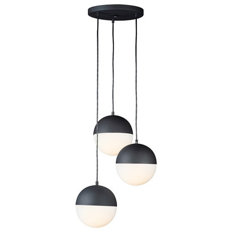 ET2 Lighting Half Moon Small LED 3-Light Pendant, Black