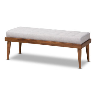 Louie Grayish Beige Fabric Upholstered and Button Tufted Wood