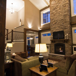 Two Story Stone Fireplace | Houzz