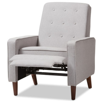 Mathias Mid-Century Modern Light Gray Fabric Upholstered Lounge Chair