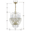 Traditional Crystal 5 Light Mini Chandelier, Polished Brass, Clear Hand Cut, 14"