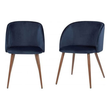 Blue LeisureMod Modern Asbury Dining Chair with Chromed Legs 
