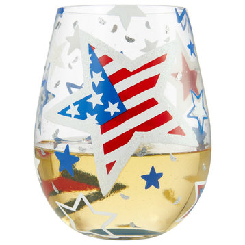 "Home of the Brave" Stemless Wine Glass by Lolita