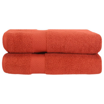 2 Piece Luxury Zero Twist Bath Towel Sheet Set, Brick