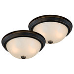 Vaxcel - Twin Pack 13" Flush Mount Ceiling Light Oil Rubbed Bronze - With a classic yet simple design, this collection offers utility and function. It features an oil rubbed bronze finish with white alabaster glass shades. These fixtures take medium base incandescent bulbs and will also accept LED or fluorescent. It can be dimmed with compatible dimmable bulbs and a dimmer wall switch. Offered in multiple sizes and finishes, use these in any entryway, hallway, or room where bright light is needed.