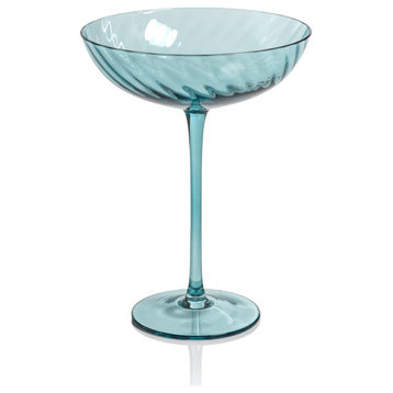 Sesto Optic Swirl Cocktail Glasses, Set of 4, Blue