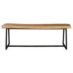Uttermost - Uttermost Laurel Wooden Bench - The Perfect Rustic Modern Accent, This Bench Features A Naturally Finished Solid Suar Wood Seat With A Unique Live-Edge Look Atop An Aged Steel Finished Metal Base. Overall Shape May Vary Due To The Authentic Nature Of The Design, Making Each Piece Especi