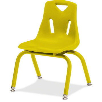 Berries Stacking Chair, Steel Frame, 4-Legged Base, Yellow