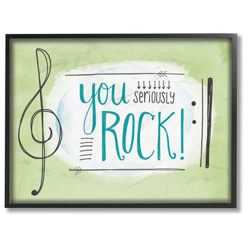 "You Seriously Rock! Music Symbols" 16x20, Large Framed Giclee Texturized Art