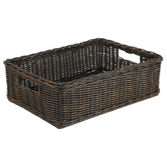 Long Low Wicker Basket, Antique Walnut Brown, Extra Large