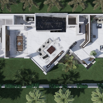 Top layout view of modern villa interior design in Saudi Arabia, near Riyadh
