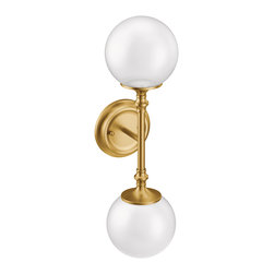 Colinet Brushed Gold Two Globe Bath Light - Wall Sconces