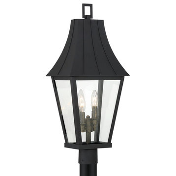 Great Outdoors Chateau Grande 4-Light Outdoor Post Light, Coal With Gold